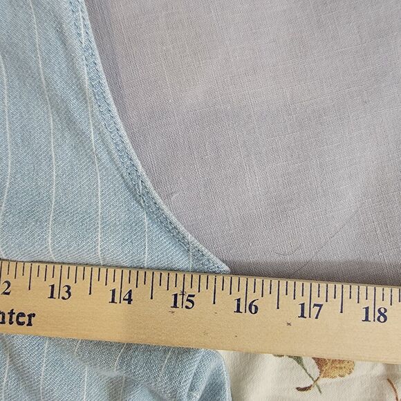 Forever 21 Jean Overall Jumper Mini Dress Striped Light Wash L - Picture 9 of 10